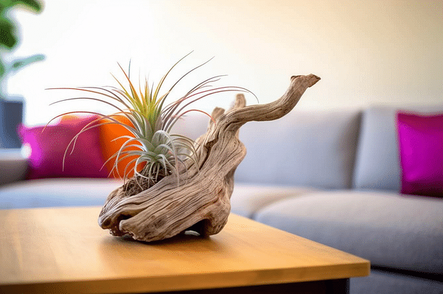 An air plant on a piece of driftwood