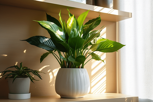 Peace lily in a ceramic pot