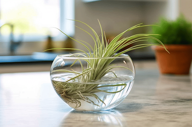 Watering an air plant