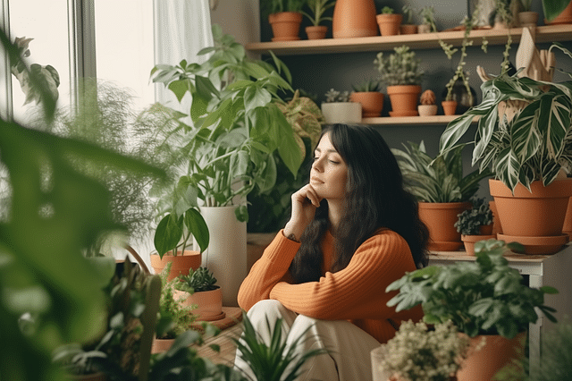 Woman trying to remember when she last took care of plants